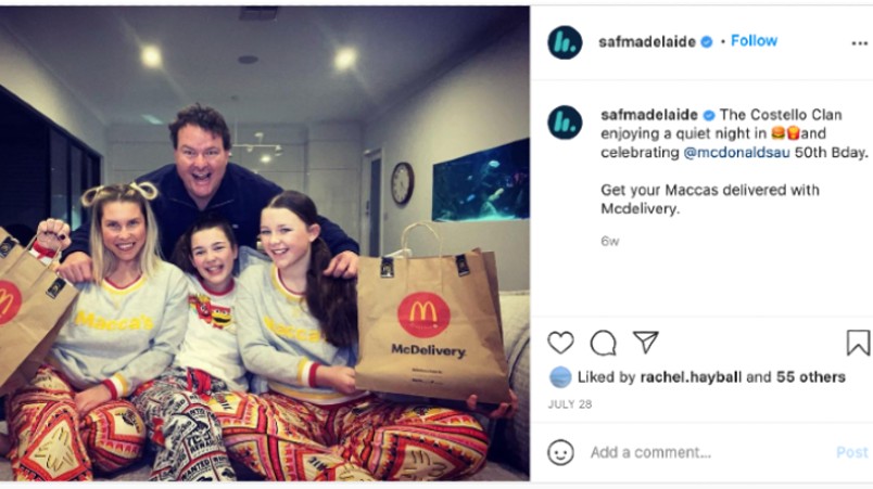 Andrew "Cosi" Costelli on instagram talking about maccas